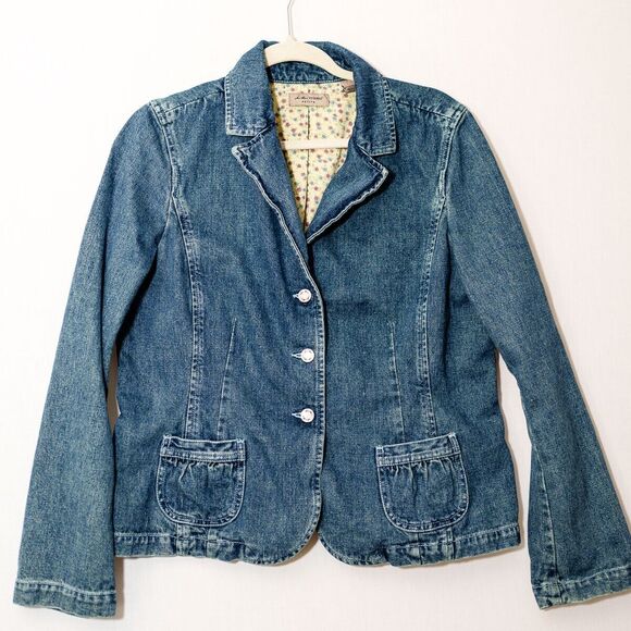 I.e. Relaxed Petite denim womens jacket PXL cotton cottagecore - Picture 1 of 10